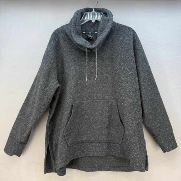 Nike Therma Fleece Women's M Black Gold Sweatshirt Cowl Neck Pullover Athleisure - Picture 1 of 10